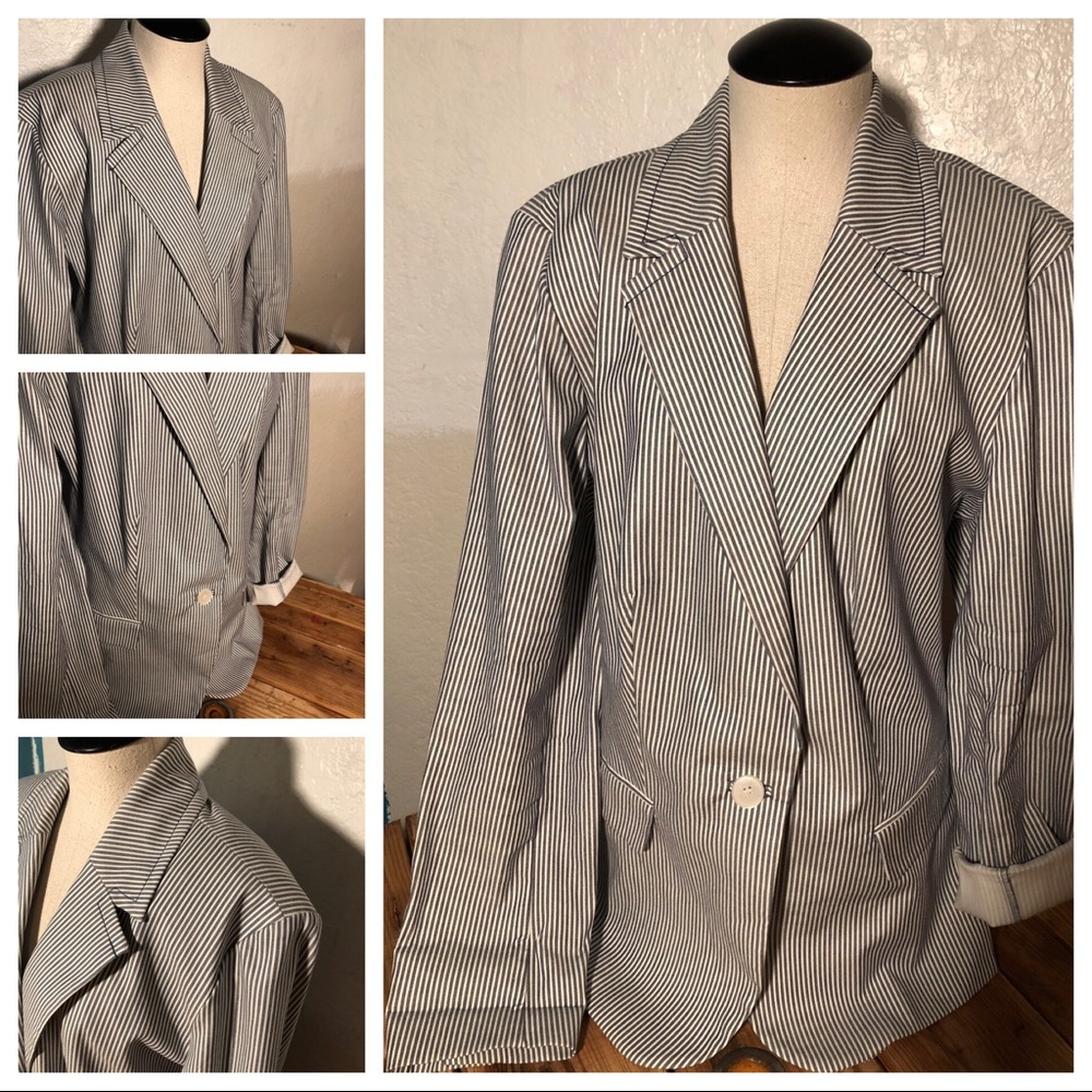 Lane Bryant dress jacket blue/white strip size 18